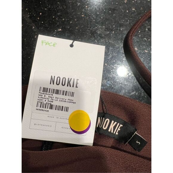 Nookie Monet Gown Cocoa & Copper Maxi cocktail Date Dress size S NWT $500 - Picture 8 of 8